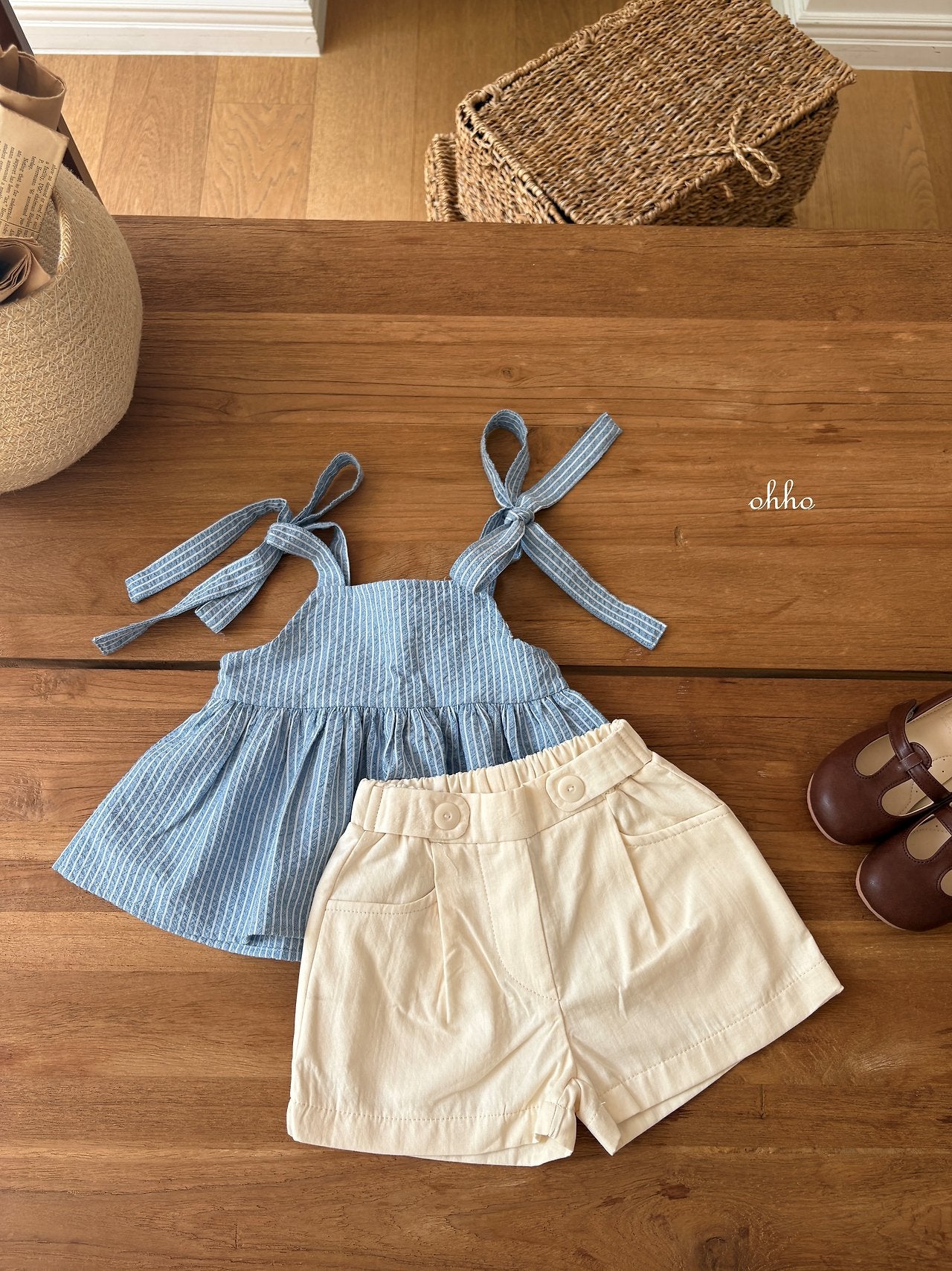 ［ohho］Pepper stripe camisole blouse