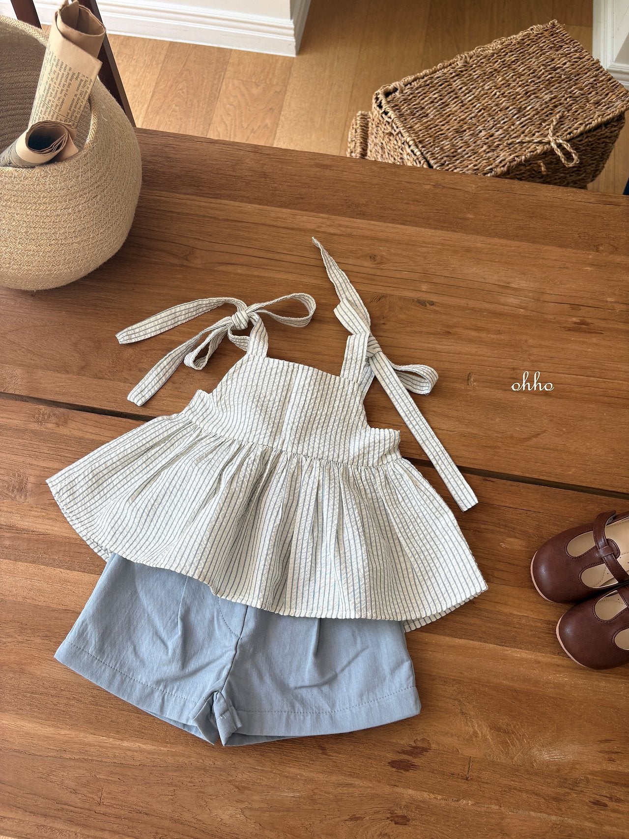 ［ohho］Pepper stripe camisole blouse