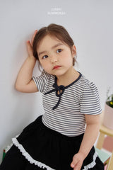 ［LINDO］Elly stripe ribbon tee
