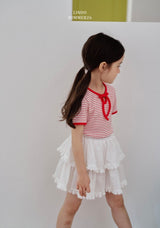 ［LINDO］Elly stripe ribbon tee