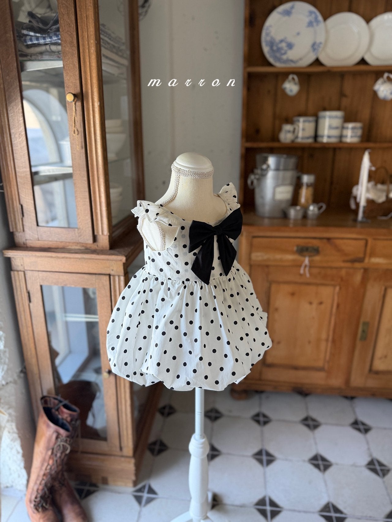 ［marron］Bubble dot one-piece