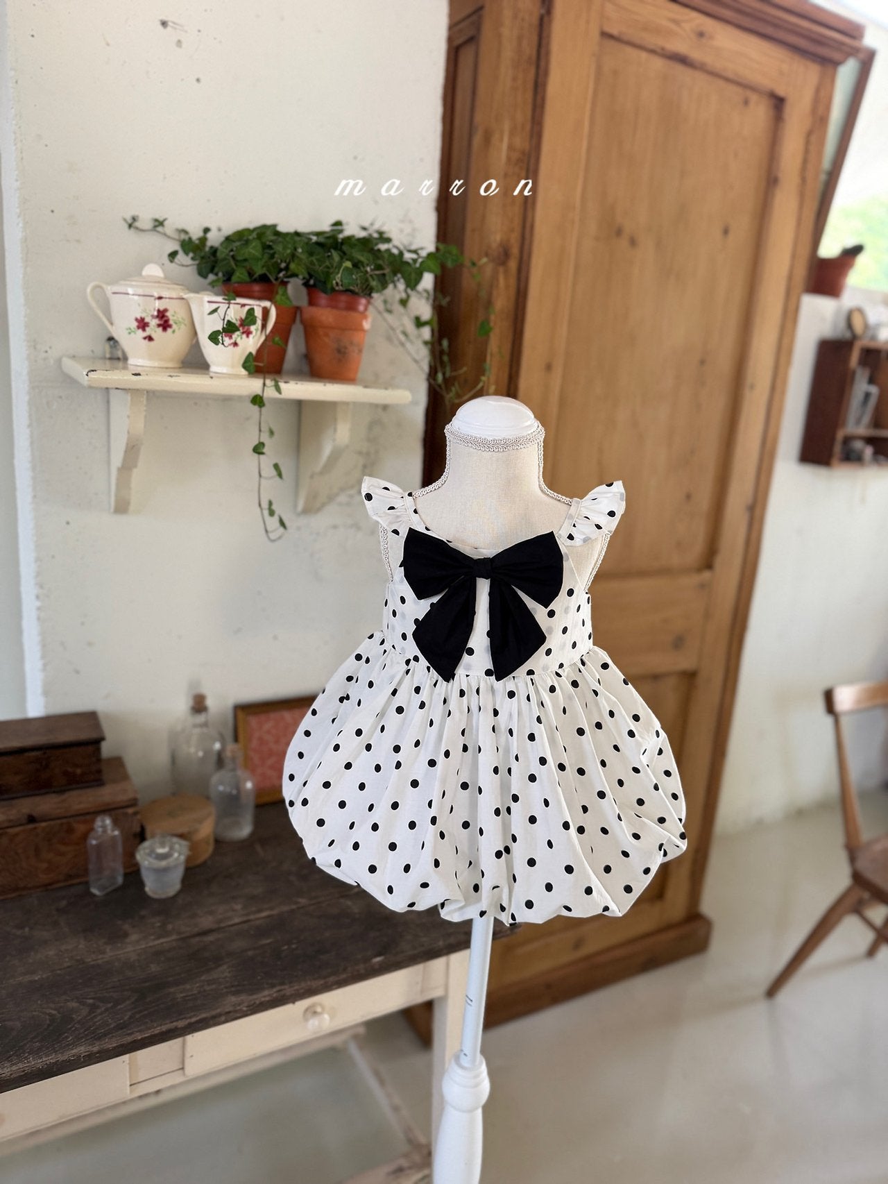 ［marron］Bubble dot one-piece