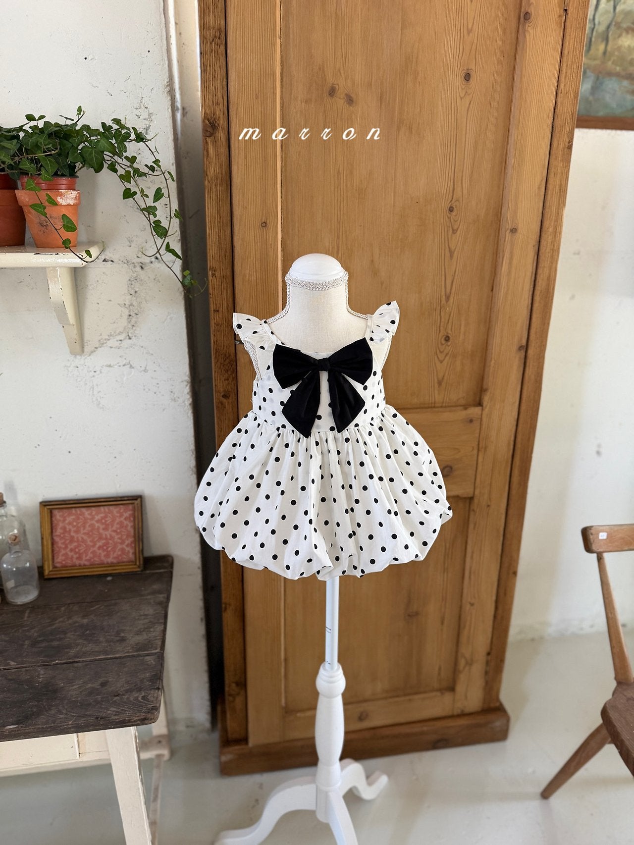 ［marron］Bubble dot one-piece