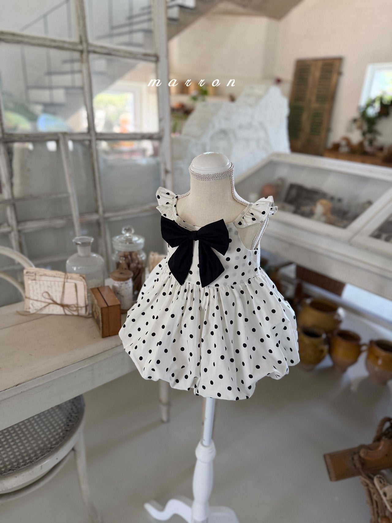 ［marron］Bubble dot one-piece
