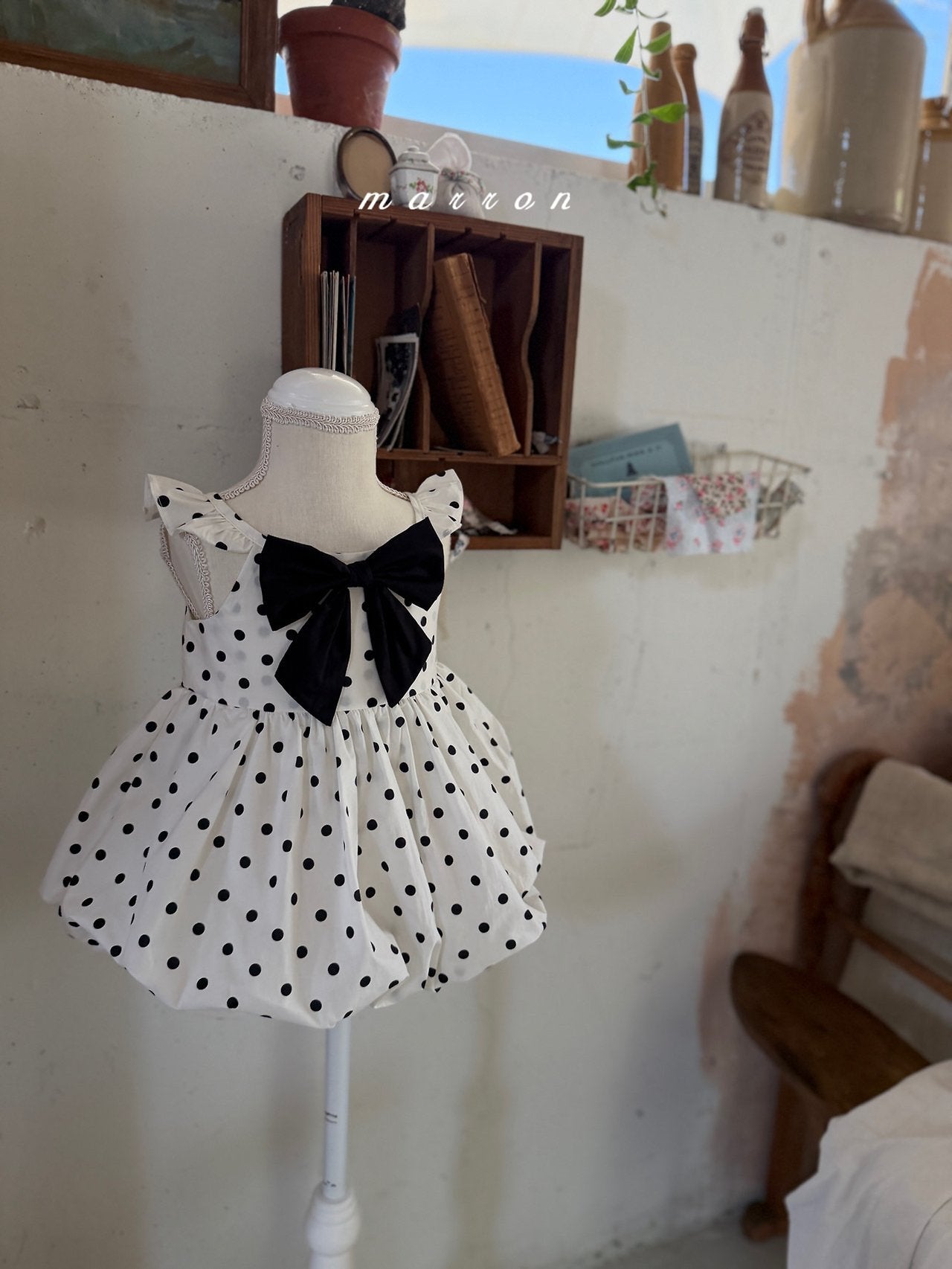 ［marron］Bubble dot one-piece