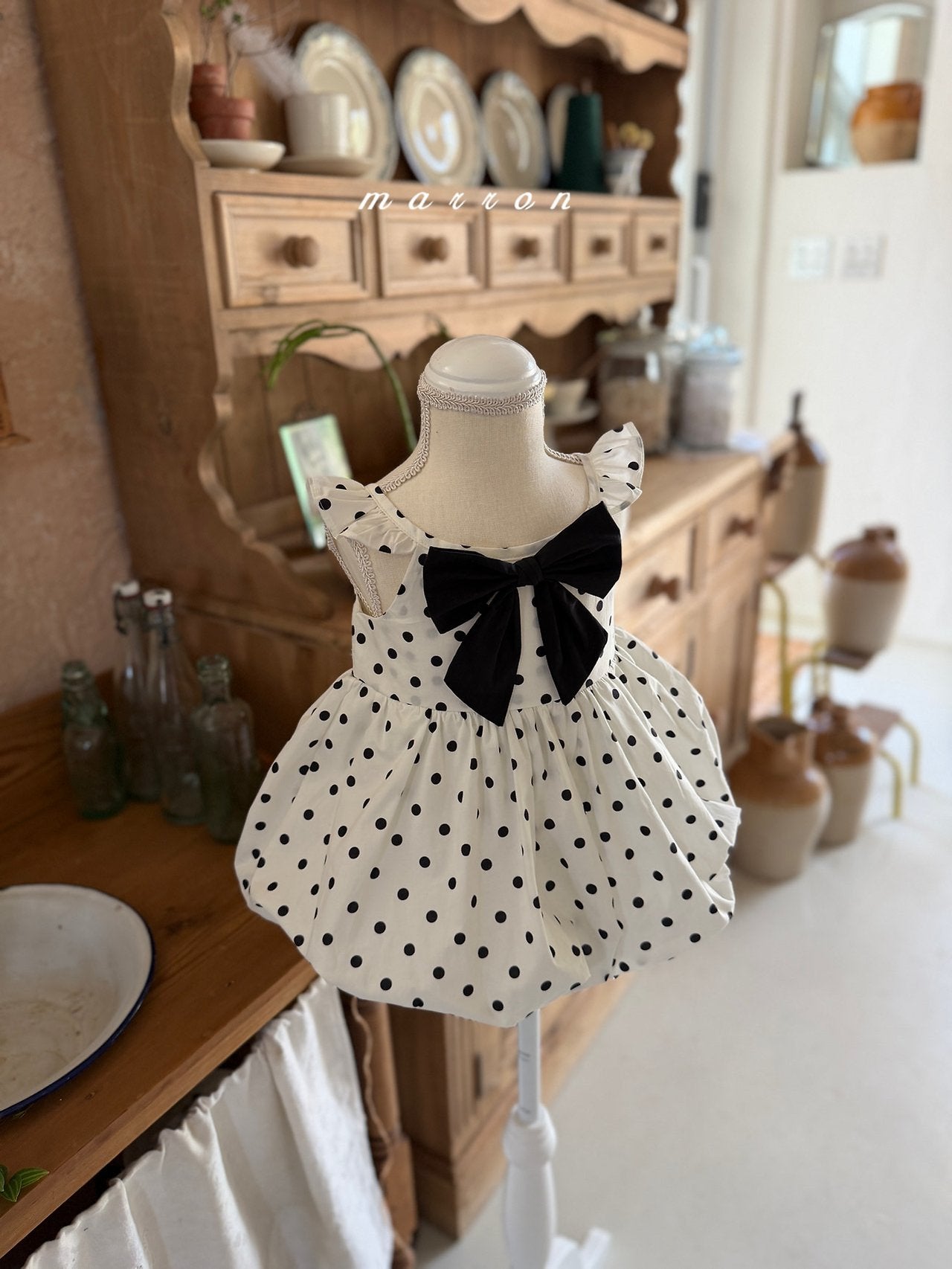 ［marron］Bubble dot one-piece