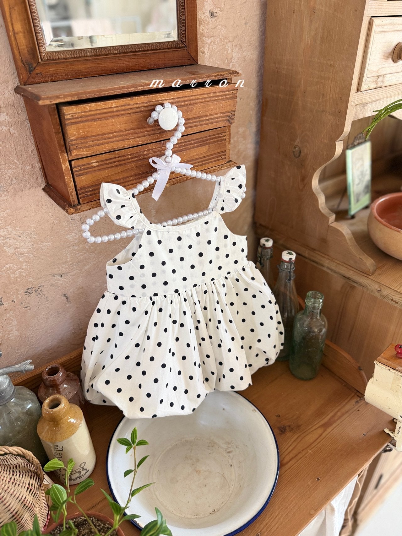 ［marron］Bubble dot one-piece