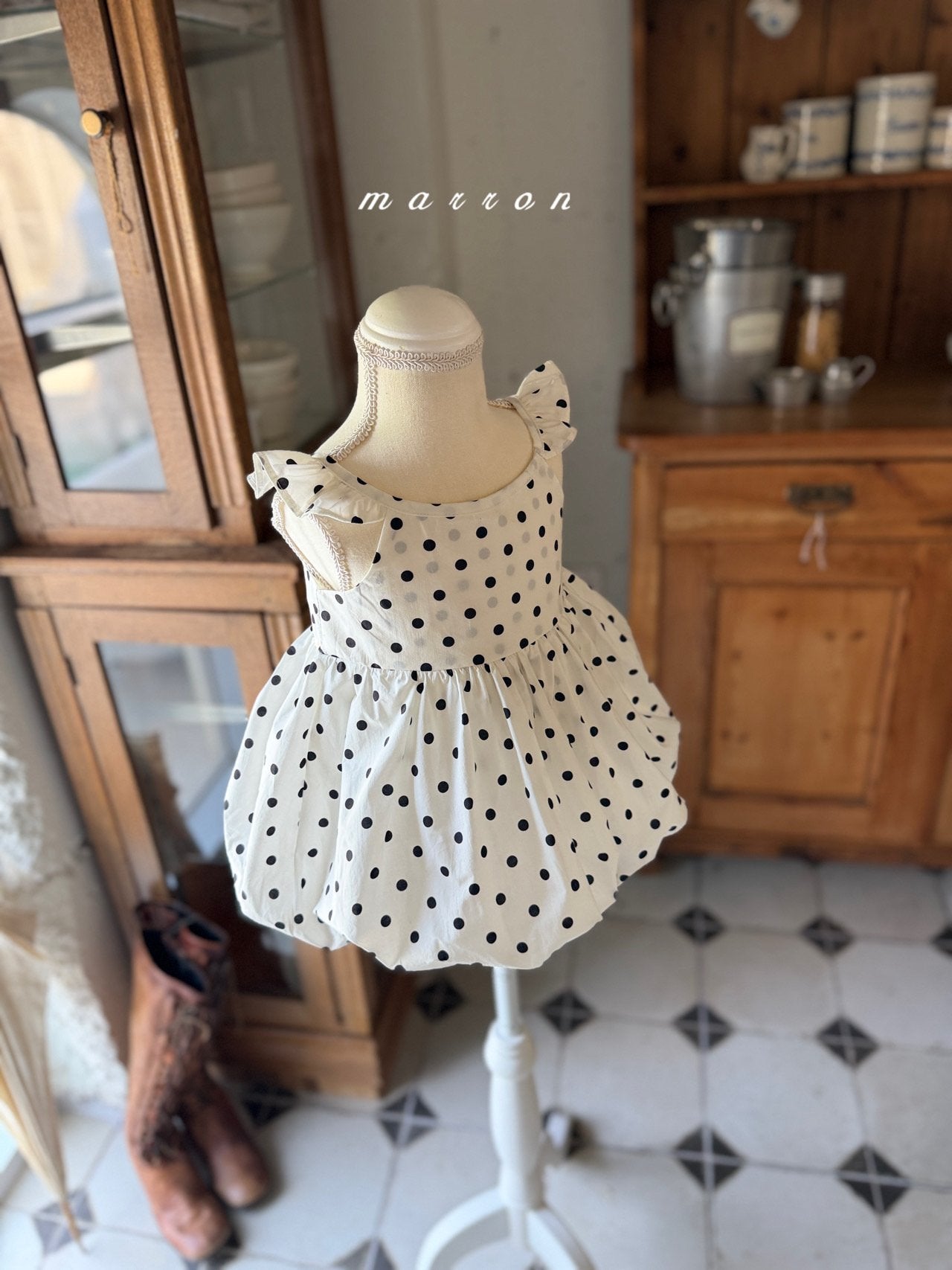 ［marron］Bubble dot one-piece
