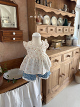 ［marron］Anna flower lace up blouse