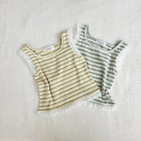 ［mon Atelier］Stripe lace sleeveless tops