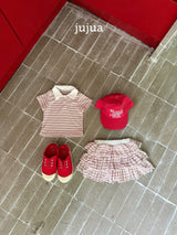 ［jujua］Stripe mellow cancan skirt