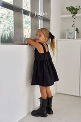 ［jujua］Ribbon shirring one-piece