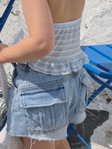 ［ELLY MOLLY］Denim flap pocket short pants