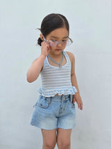 ［ELLY MOLLY］Denim flap pocket short pants
