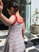 ［ELLY MOLLY］Double strap stripe flare one-piece