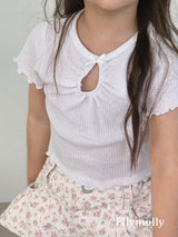 ［ELLY MOLLY］Shirring opening point tee