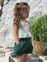 ［ELLY MOLLY］Salt stripe halter frill tops