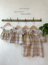 ［monbebe］Check peony rompers