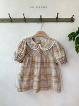 ［monbebe］Check peony blouse (adult)