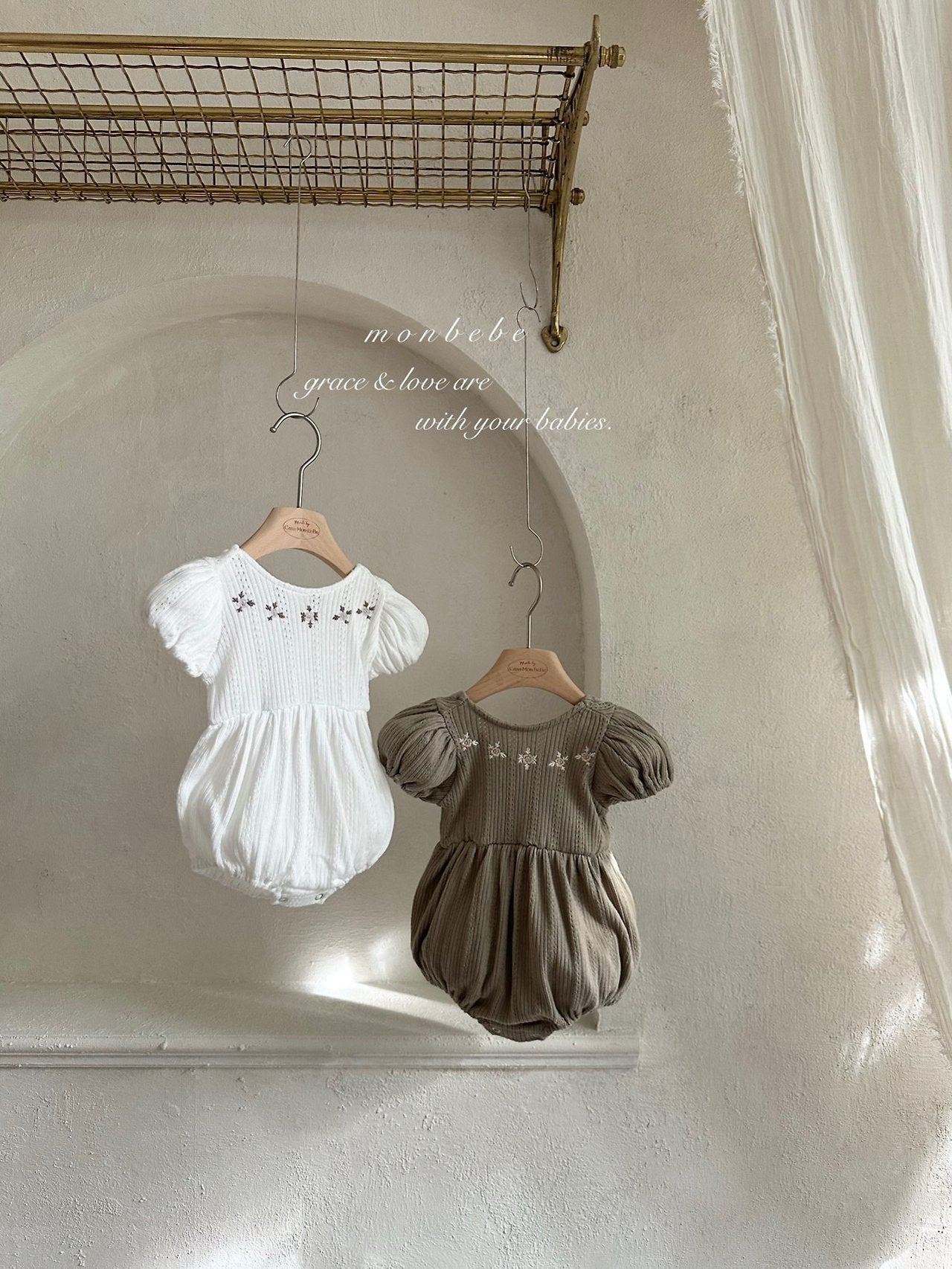 ［monbebe］Lea embroidery rompers