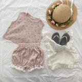 ［Melikey］Flower frill sleeveless tops