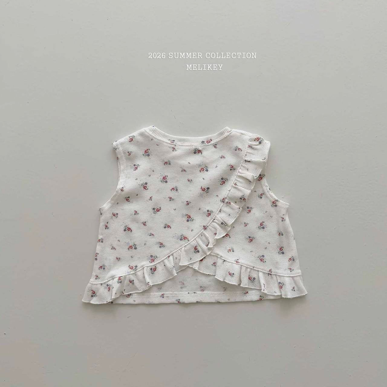 ［Melikey］Flower frill sleeveless tops