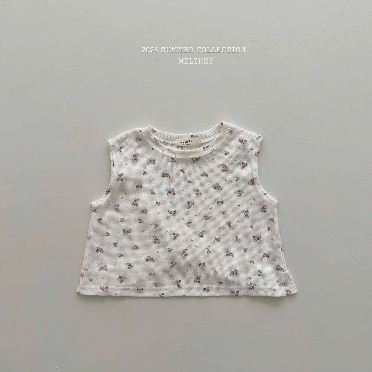 ［Melikey］Flower frill sleeveless tops