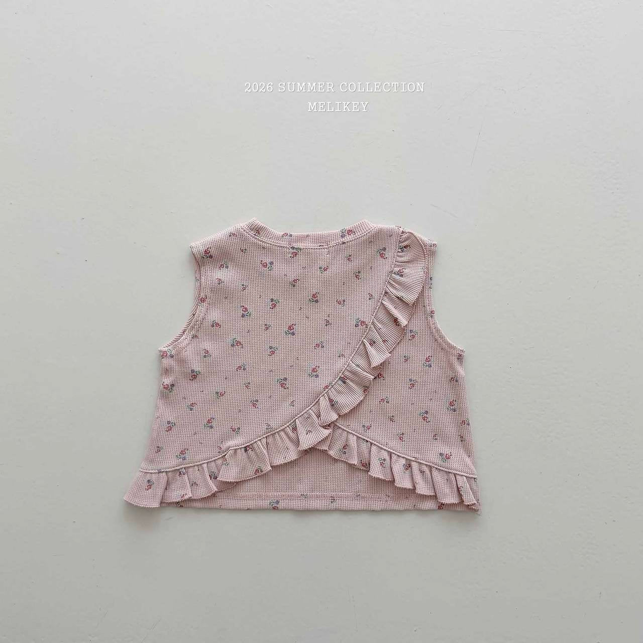 ［Melikey］Flower frill sleeveless tops