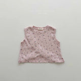 ［Melikey］Flower frill sleeveless tops