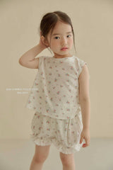 ［Melikey］Flower frill sleeveless tops