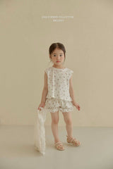 ［Melikey］Flower frill sleeveless tops