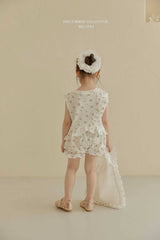 ［Melikey］Flower frill sleeveless tops