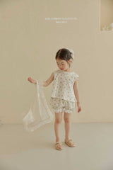 ［Melikey］Flower frill sleeveless tops