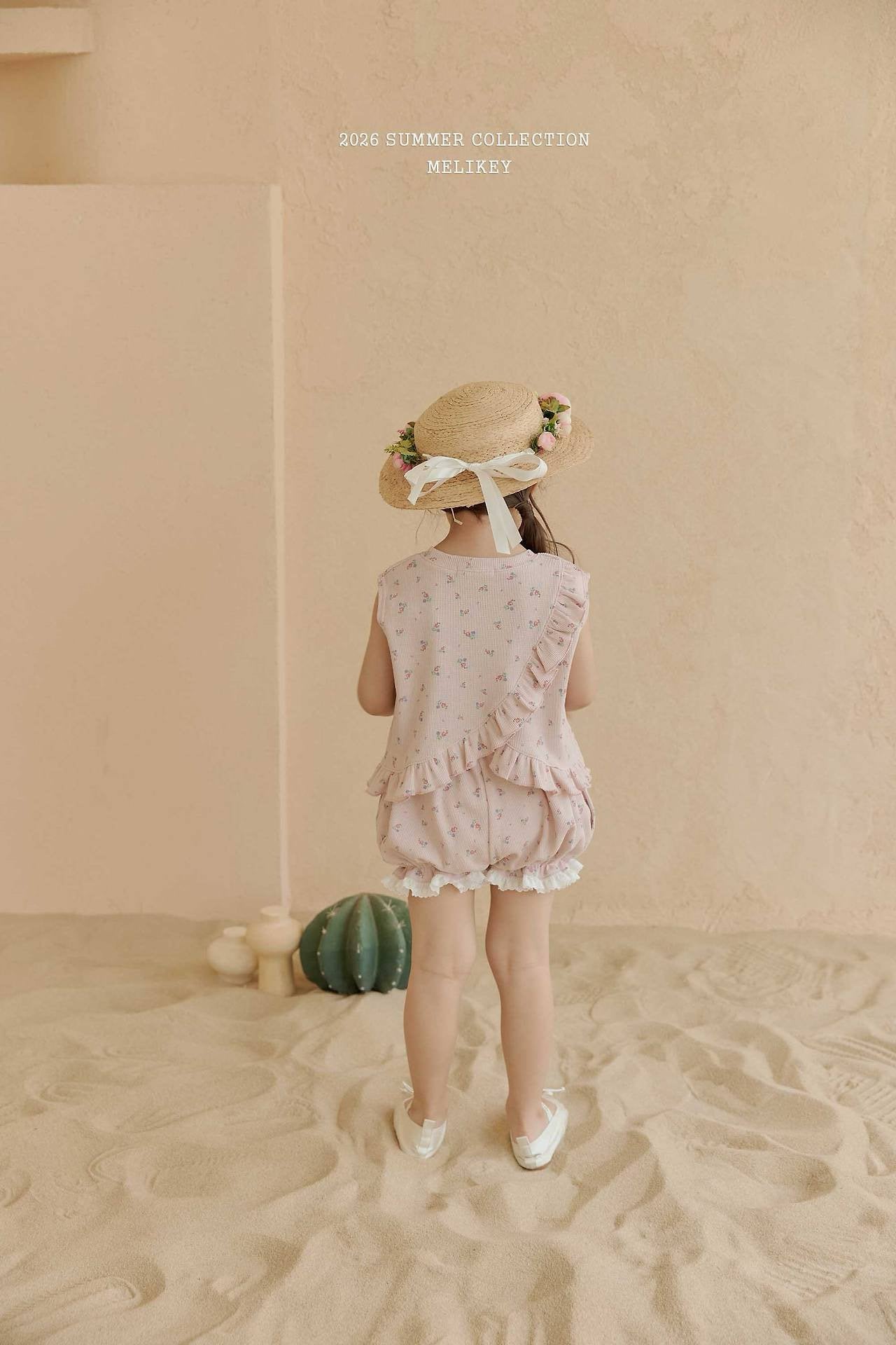 ［Melikey］Flower frill sleeveless tops