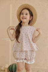 ［Melikey］Flower frill sleeveless tops