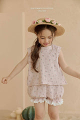 ［Melikey］Flower frill sleeveless tops