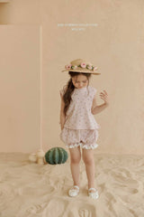 ［Melikey］Flower frill sleeveless tops