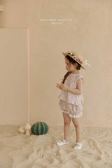 ［Melikey］Flower frill sleeveless tops