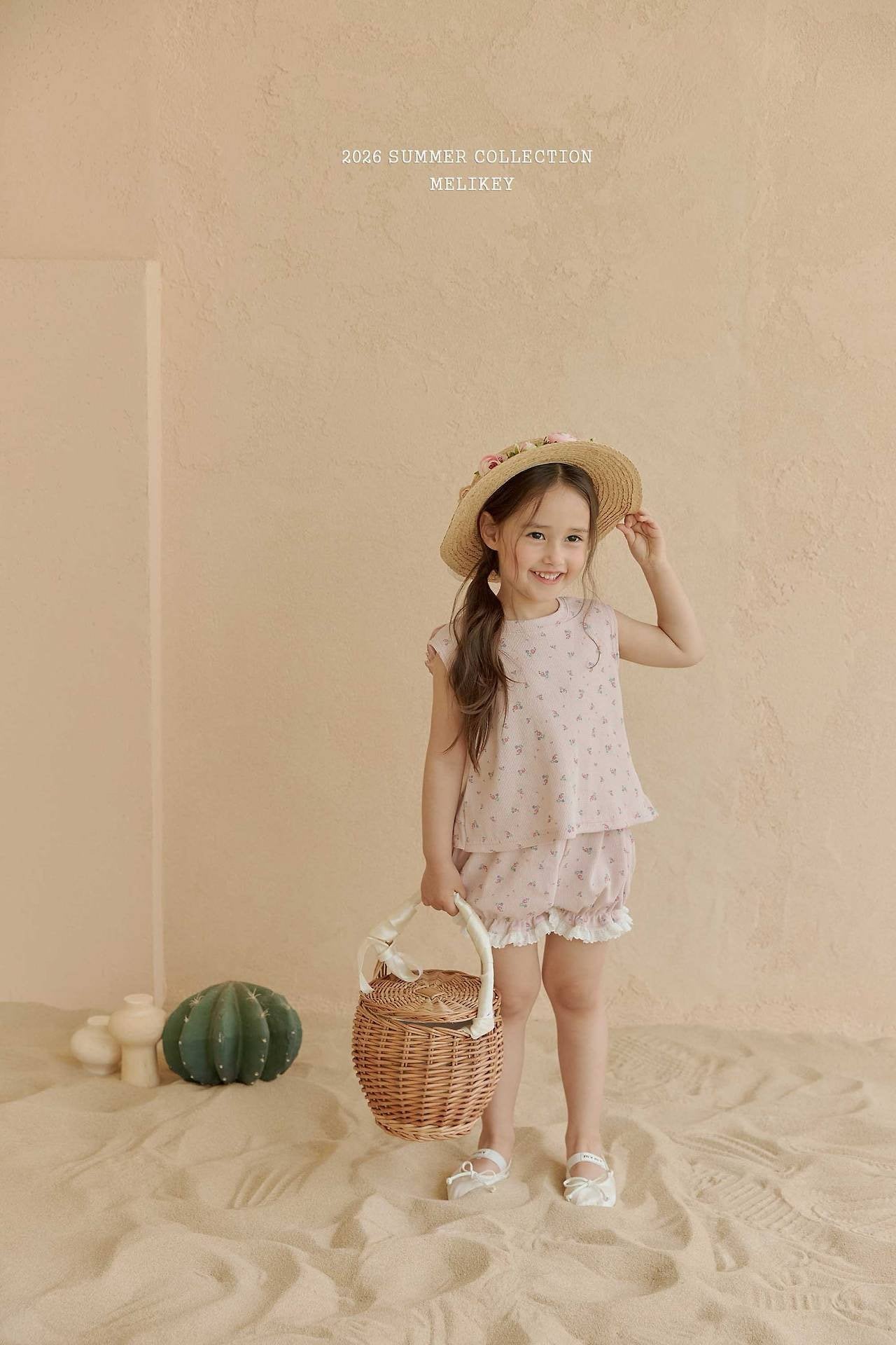 ［Melikey］Flower frill sleeveless tops