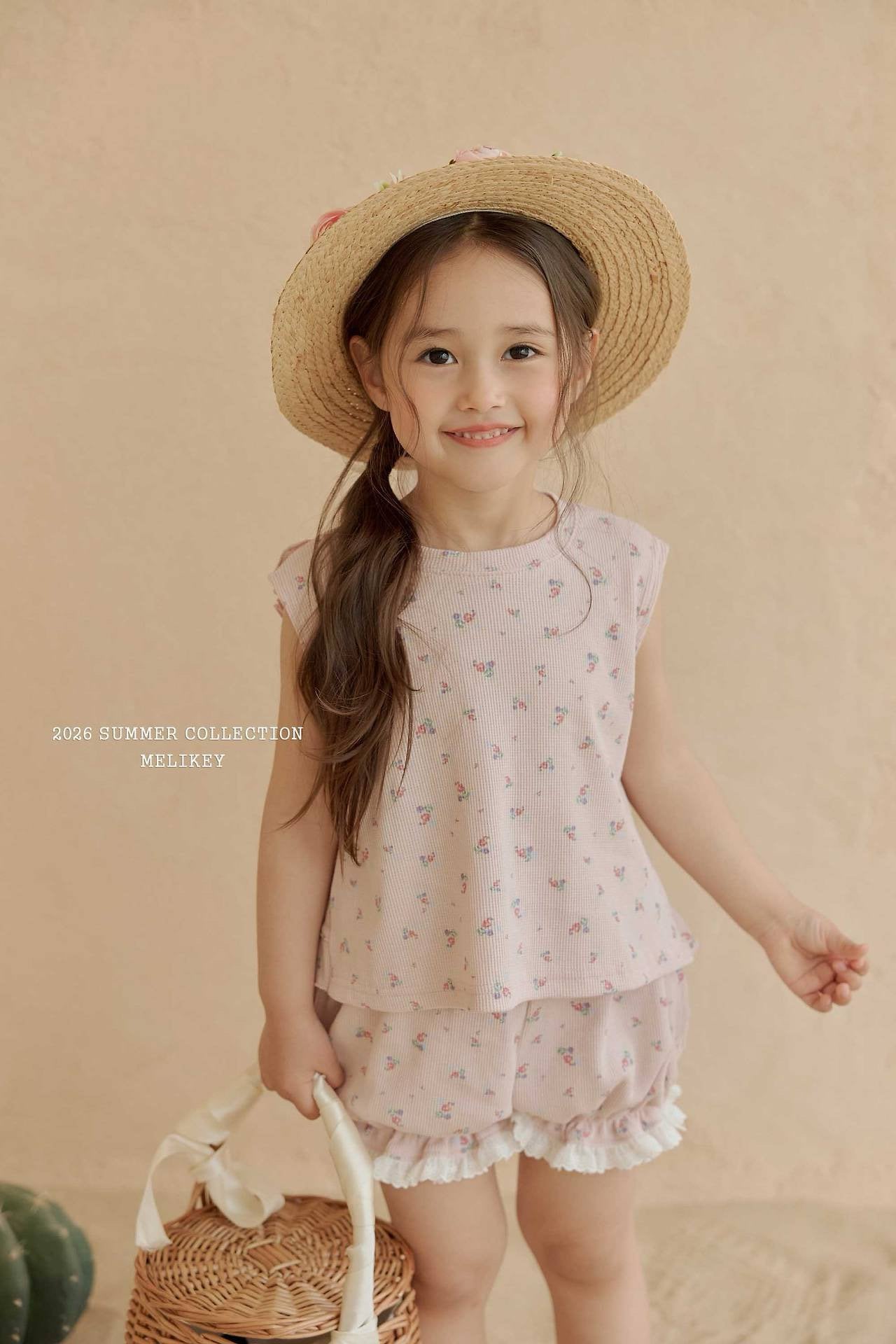 ［Melikey］Flower frill sleeveless tops