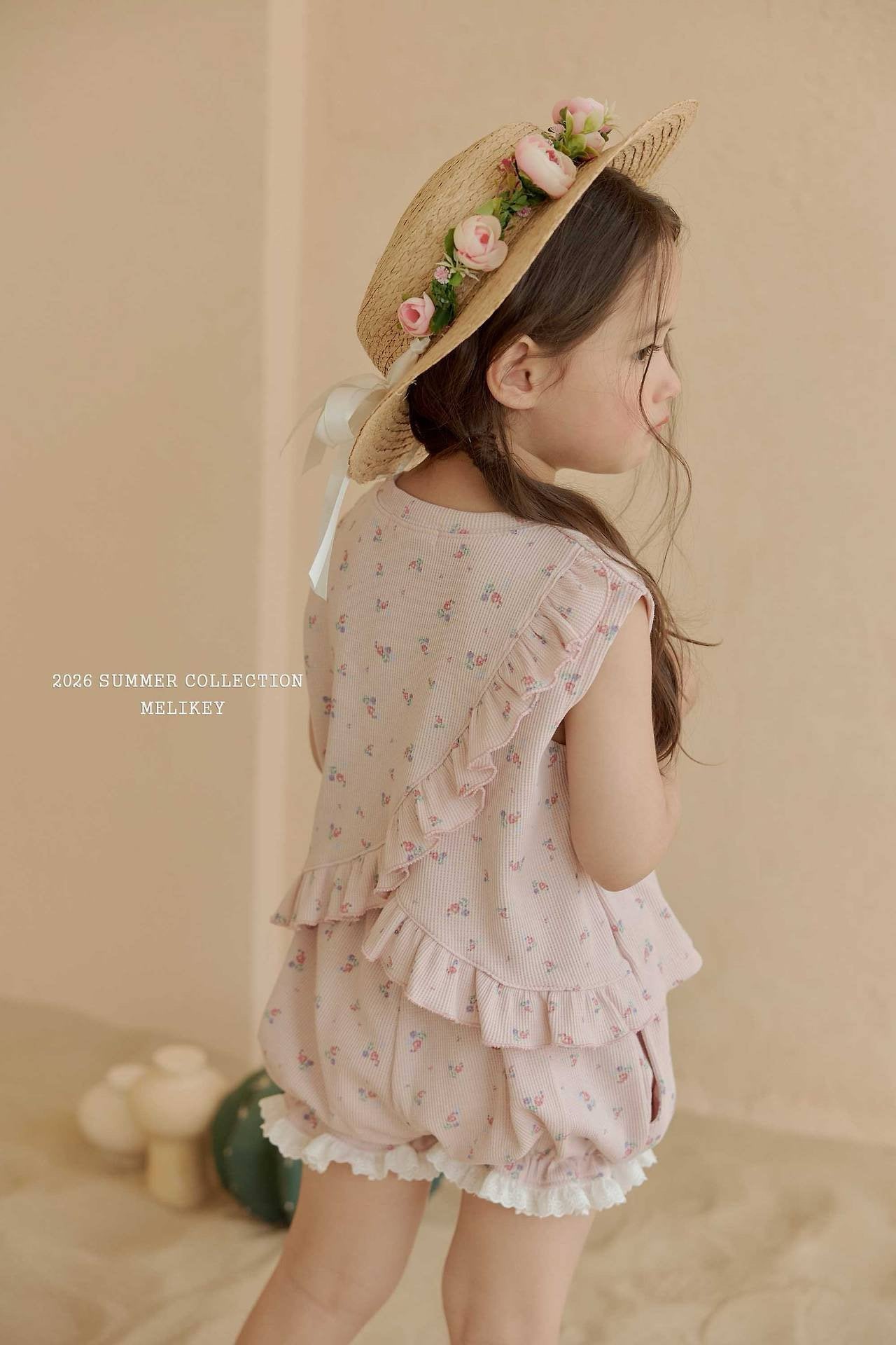 ［Melikey］Flower frill sleeveless tops