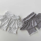 ［Melikey］Shirring flower half leggings skirt