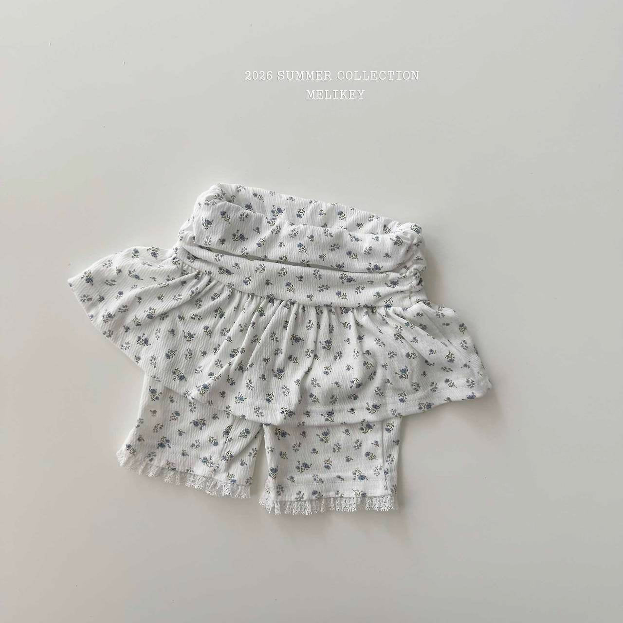 ［Melikey］Shirring flower half leggings skirt