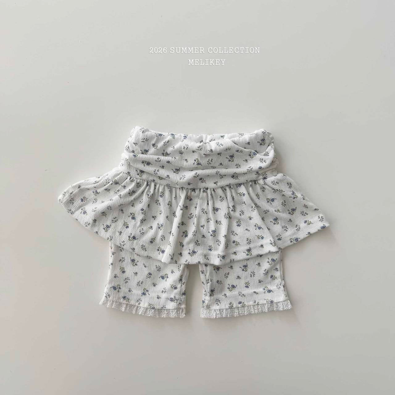 ［Melikey］Shirring flower half leggings skirt
