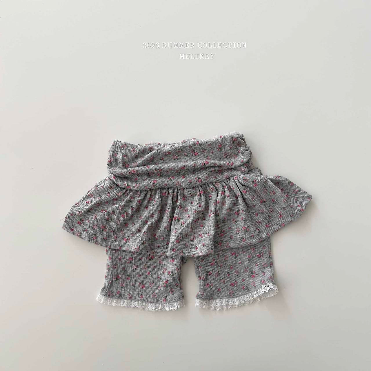 ［Melikey］Shirring flower half leggings skirt