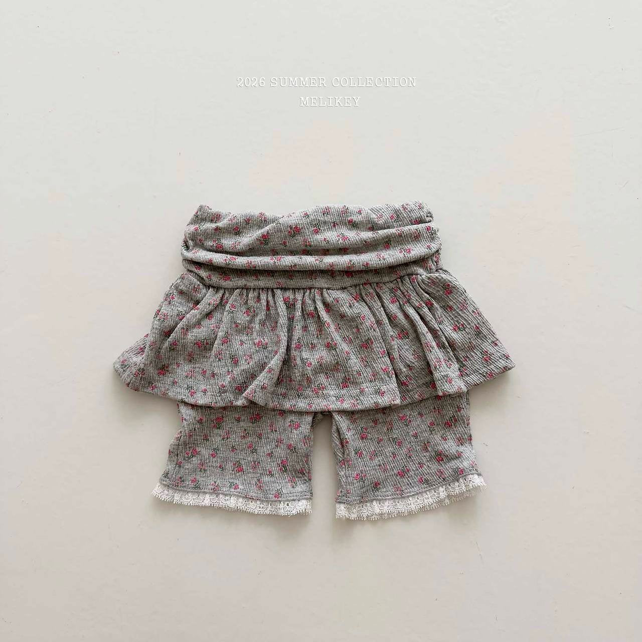 ［Melikey］Shirring flower half leggings skirt
