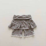 ［Melikey］Shirring flower half leggings skirt