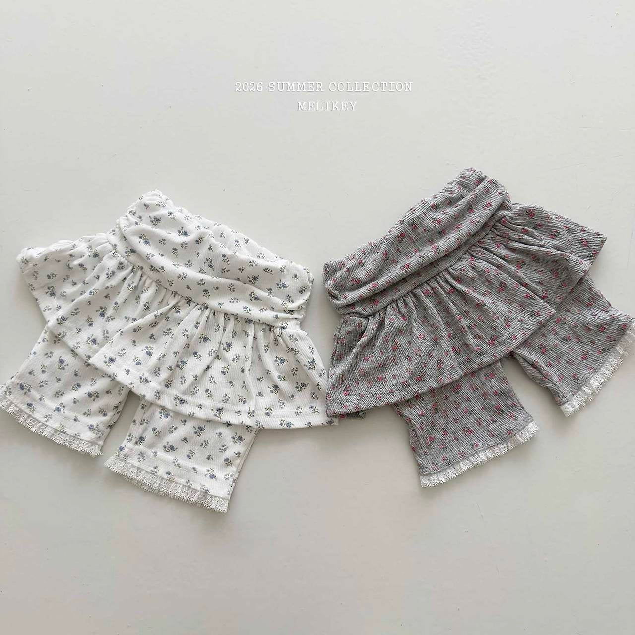 ［Melikey］Shirring flower half leggings skirt