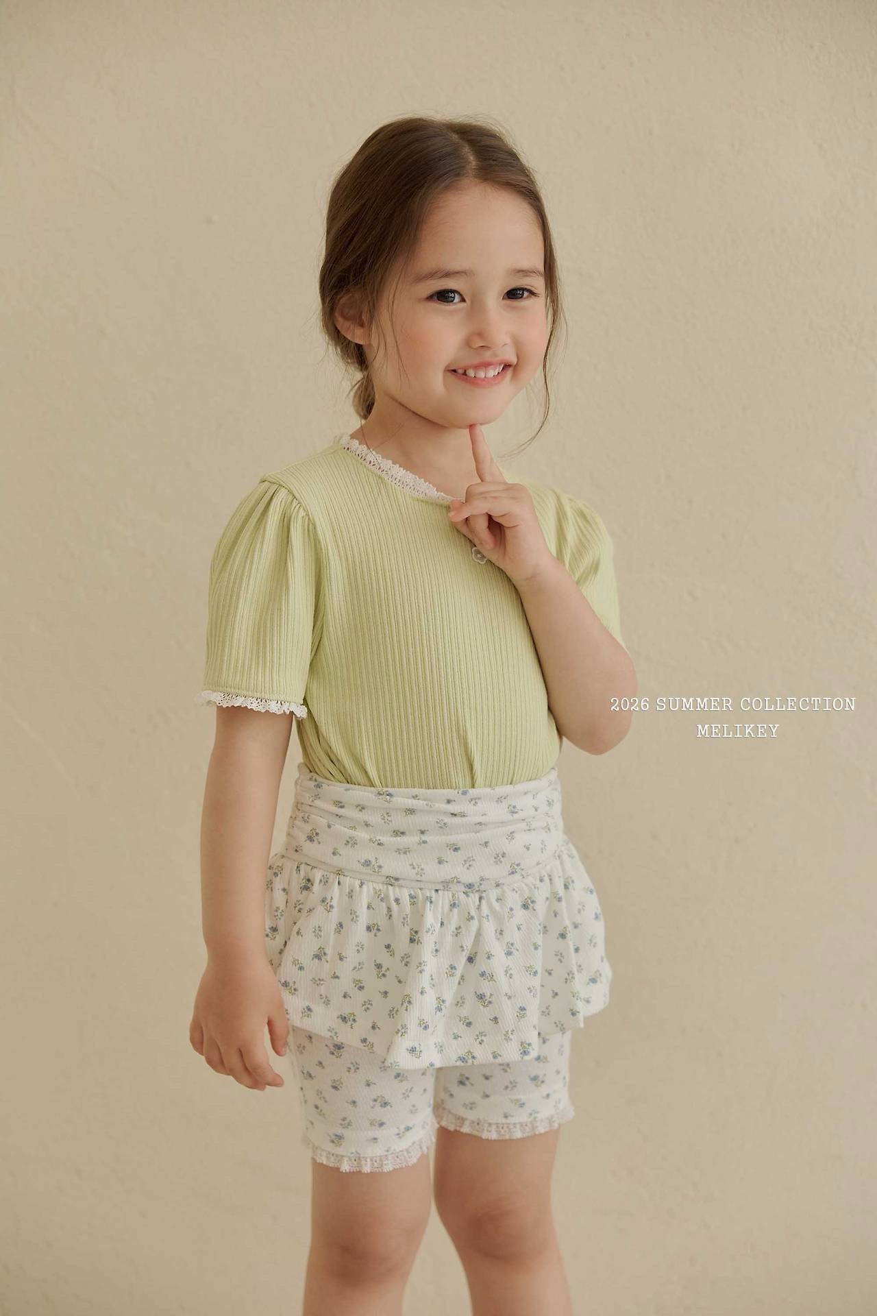 ［Melikey］Shirring flower half leggings skirt