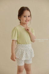 ［Melikey］Shirring flower half leggings skirt